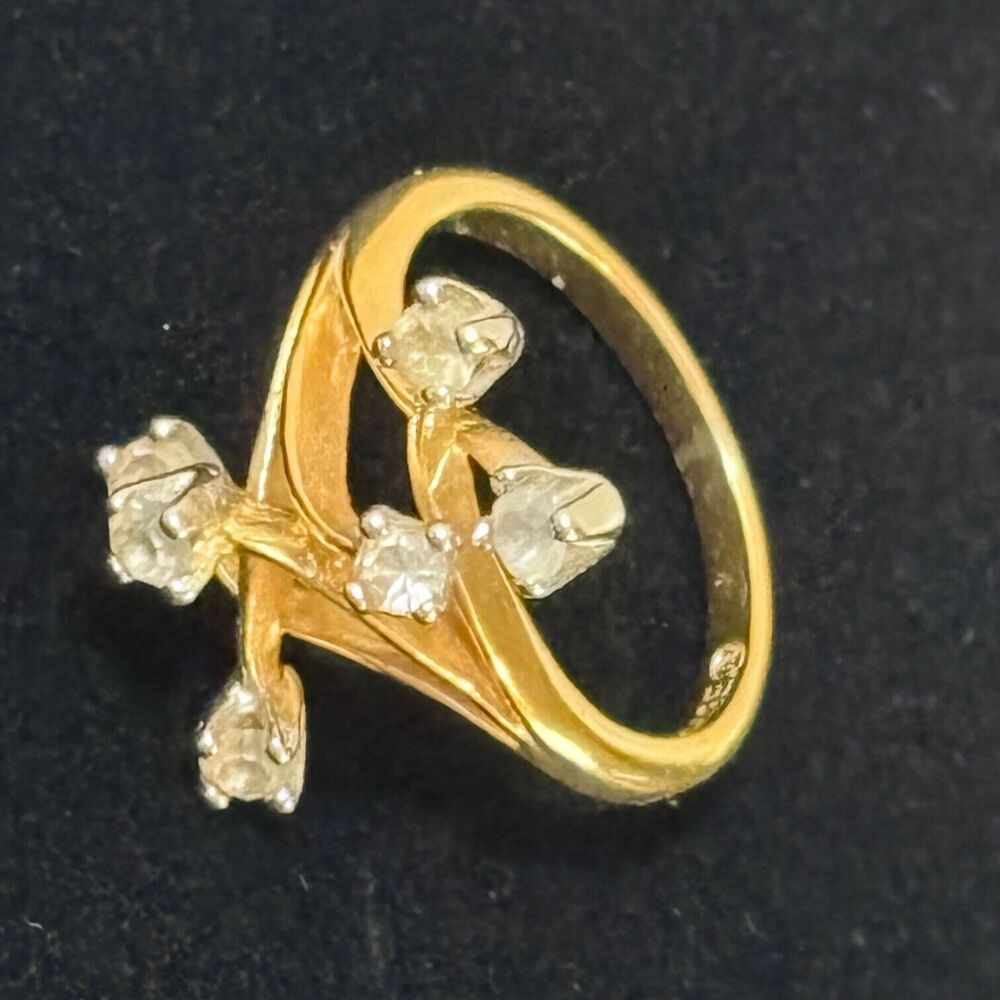 Vintage 6 Stone Ring 18K Heavy Gold Electroplate Size 9